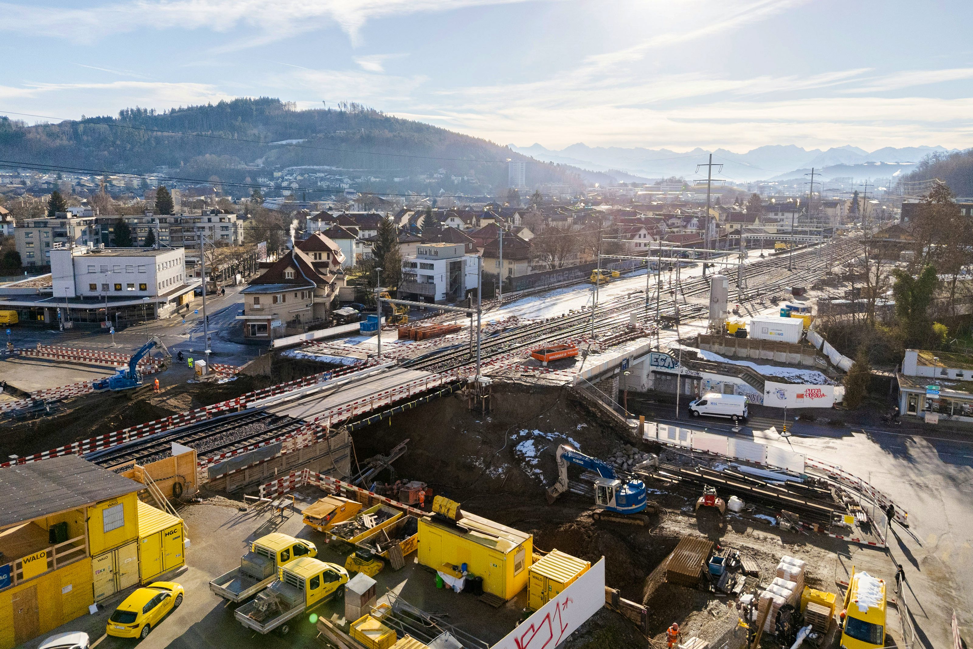 Die neue und die bestehende Unterführung Bernstrasse nebeneinander.