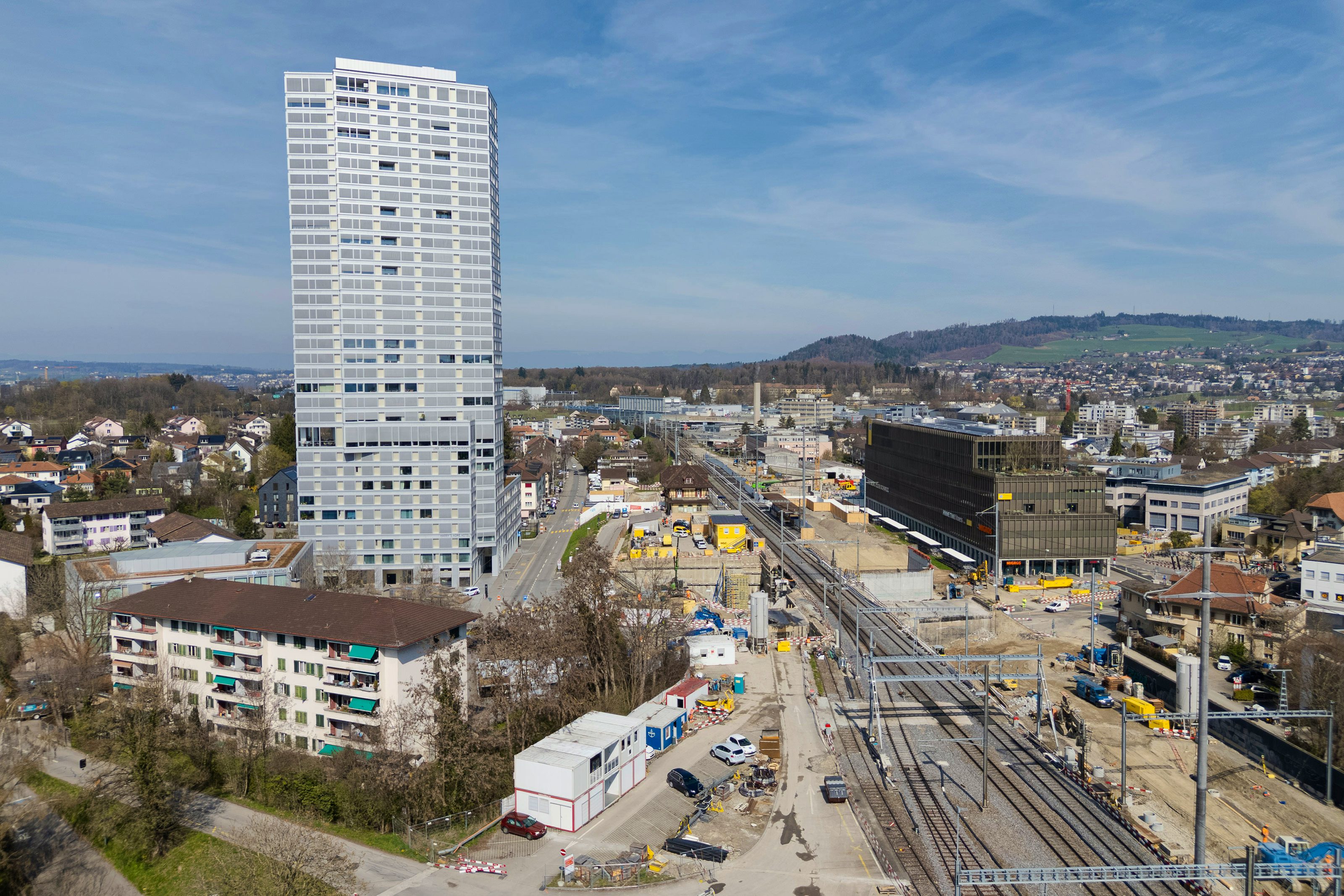 Baustellenbereich rund um den Bahnhof Ostermundigen.