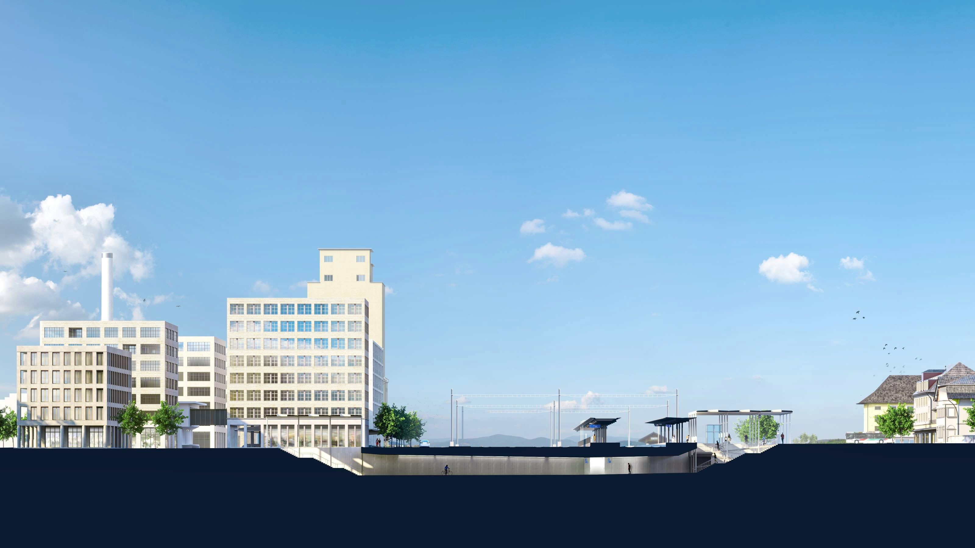 Die bestehende Unterführung vom Bahnhofplatz Ost her endet beim Mittelperron. Mit der Verlängerung und Verbreiterung der neuen Personenunterführung entsteht eine durchgehende Verbindung für Zufussgehende.