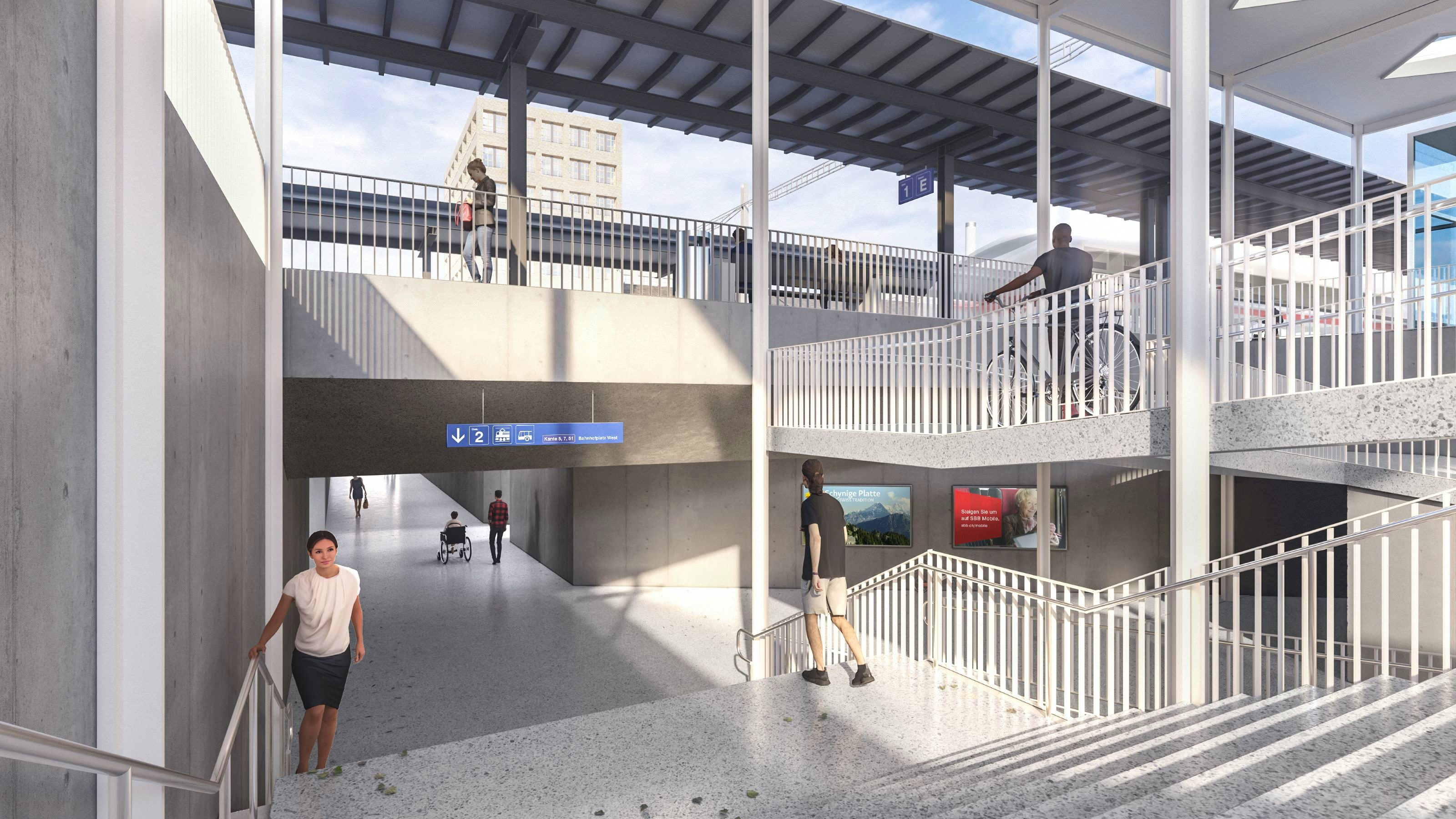 Visualisierung Zugang Ost und neue Personenunterführung.