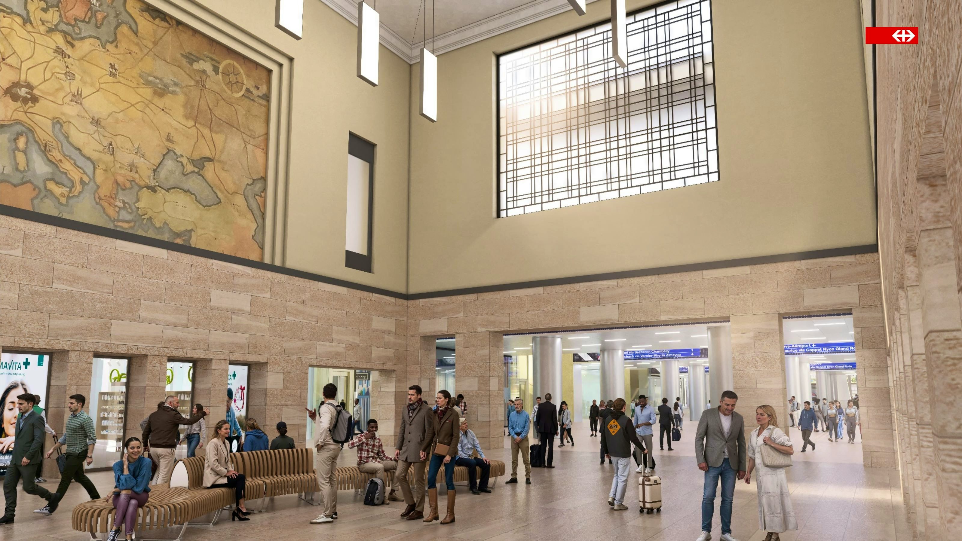 Le hall historique et son nouveau passage central.