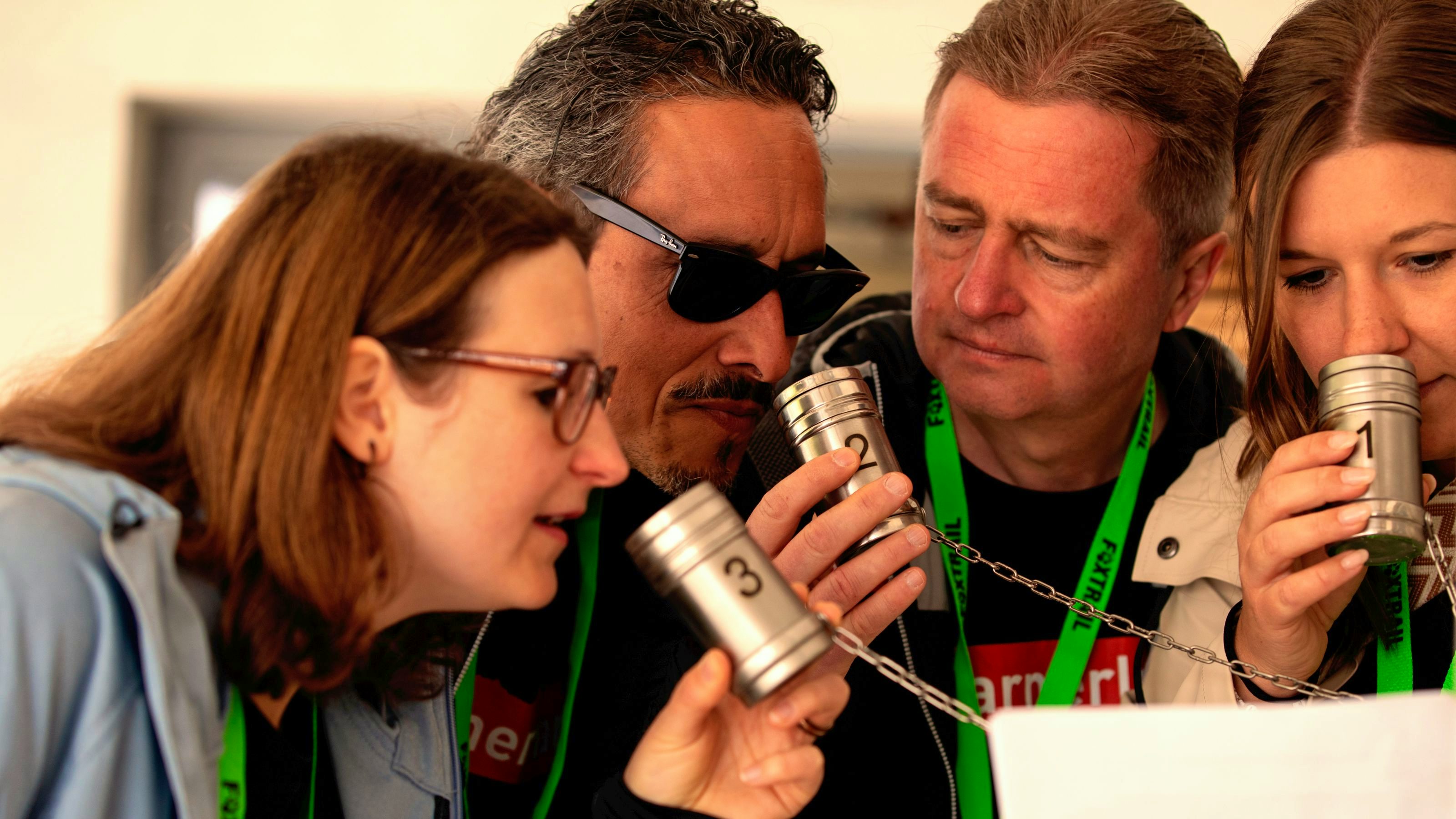 Image of a group doing a Foxtrail scavenger hunt.